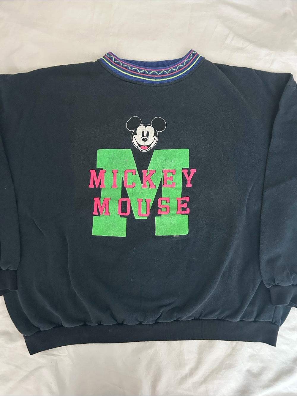 Vintage Disney Black Mickey Mouse Neon Sweatshirt